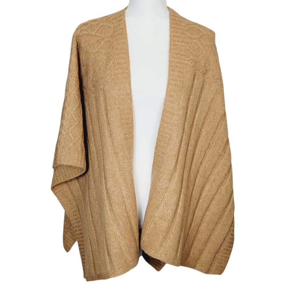 Cupcakes and Cashmere Caramel Colored Poncho Shawl Sweater One Size Bohemian